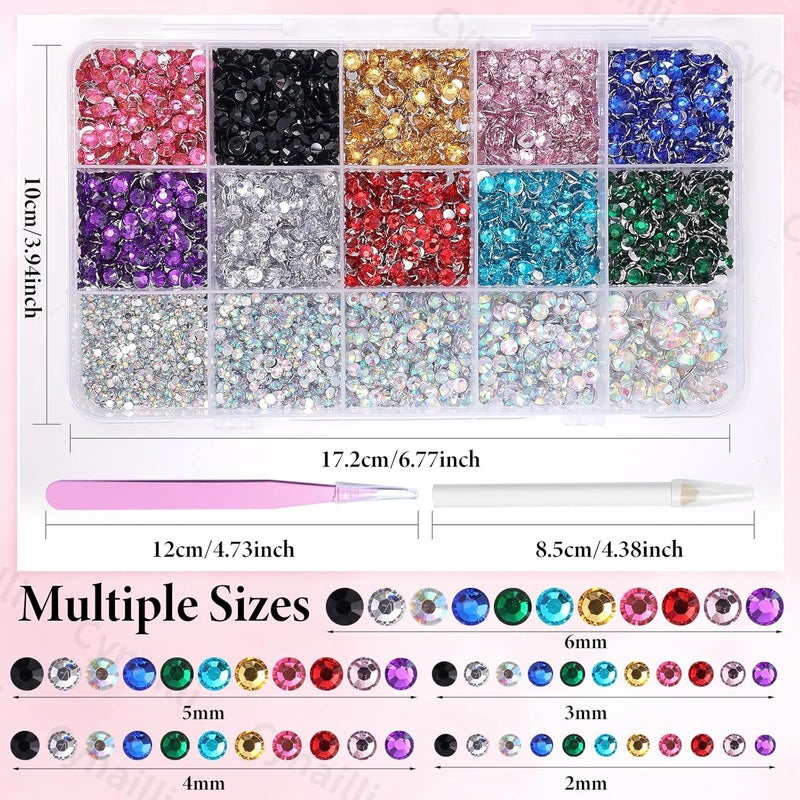 Cynailli 15000 Pcs Resin Rhinestones for Crafts, Colorful Jelly Resin Rhinestones for Bedazzling Gems Mix Sizes Flatback Gems Jewels for DIY Mugs Tumblers Bottles Clothing Shoes Nail Art - Image 2